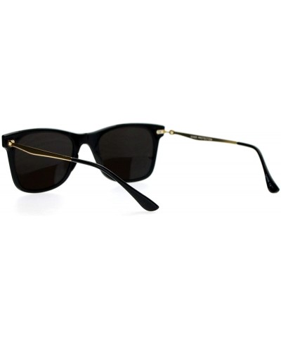 Wayfarer Retro Minimal Plastic Mirror Flat Lens Horned Sunglasses - Black Blue - C512G7GVO07 $14.12