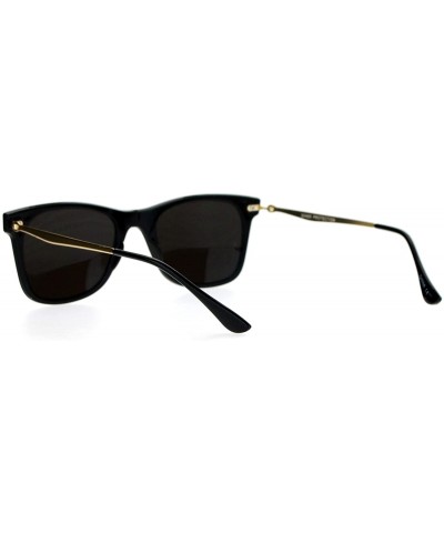 Wayfarer Retro Minimal Plastic Mirror Flat Lens Horned Sunglasses - Black Blue - C512G7GVO07 $23.03