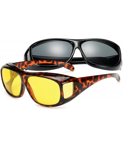 Goggle Wear Over Sunglasses Polarized Night Vision Glasses UV Wind Protection - Black & Leopard Print - CS18RG6Z52S $18.90