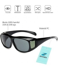 Goggle Wear Over Sunglasses Polarized Night Vision Glasses UV Wind Protection - Black & Leopard Print - CS18RG6Z52S $11.09