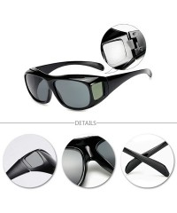 Goggle Wear Over Sunglasses Polarized Night Vision Glasses UV Wind Protection - Black & Leopard Print - CS18RG6Z52S $11.09