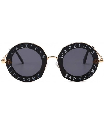 Goggle Little Bees English Letter Women Sunglasses Designer Retro Round Sun Glasses Female UV400 Ladies Eyewear - CY18Y272ZGT...