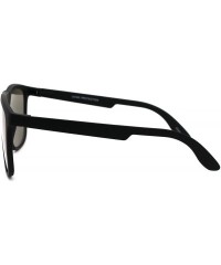 Sport Mens Minimal Matte Sport Flat Top Rectangular Horn Sunglasses - Matte Black Green Mirror - CZ18UXZNXQI $7.72