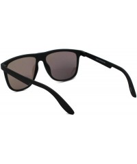 Sport Mens Minimal Matte Sport Flat Top Rectangular Horn Sunglasses - Matte Black Green Mirror - CZ18UXZNXQI $7.72