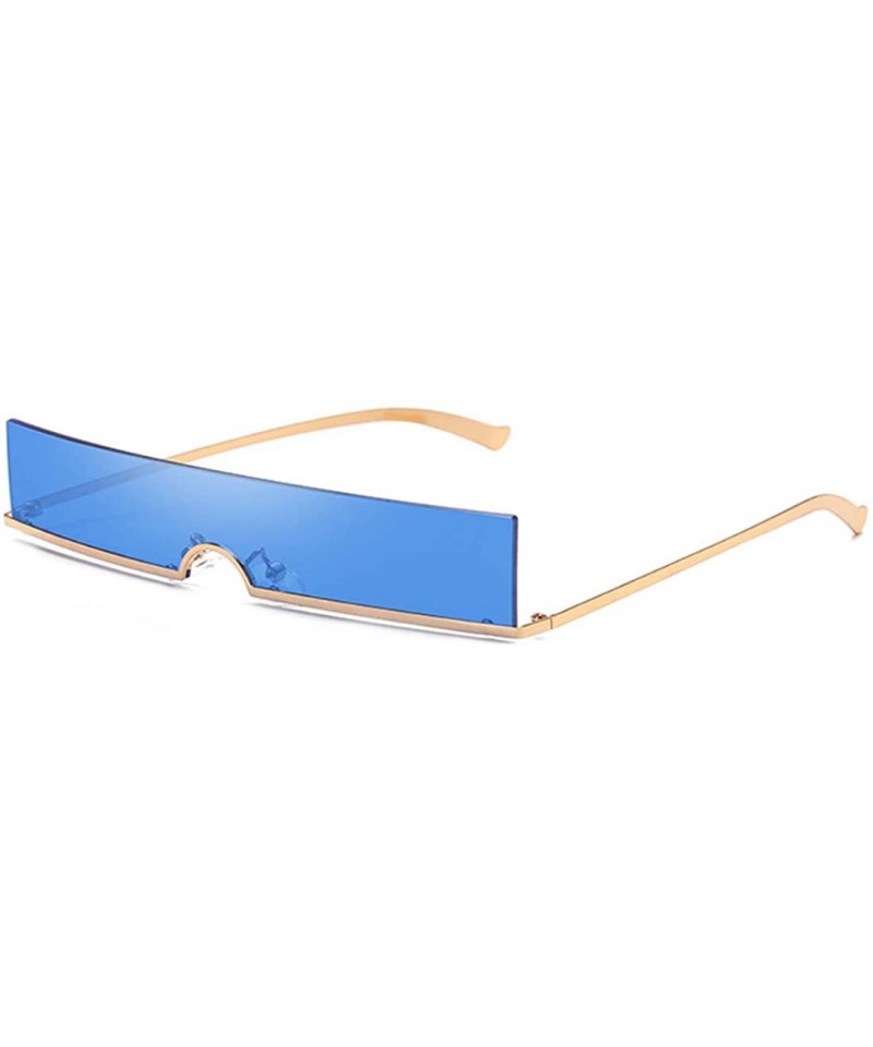 Rectangular Unisex Fashion Frameless Candy Colors Plastic Lenses Sunglasses UV400 - Blue - CD18NH6ONQW $12.72