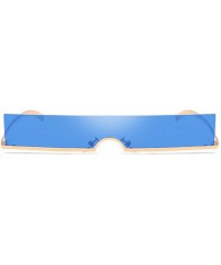 Rectangular Unisex Fashion Frameless Candy Colors Plastic Lenses Sunglasses UV400 - Blue - CD18NH6ONQW $12.72