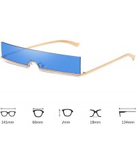 Rectangular Unisex Fashion Frameless Candy Colors Plastic Lenses Sunglasses UV400 - Blue - CD18NH6ONQW $12.72