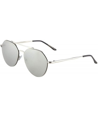 Aviator Flat Color Mirror Lens Modern Geometric Aviator Sunglasses - Grey - CV190K3WK6X $27.84
