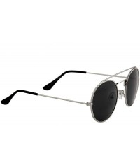 Goggle Unisex Sunglasses Double Bridge Round Metal Frame Double Bridge Tinted - Silver Metal Frame/ Black Lens - C318LSNHCDR ...