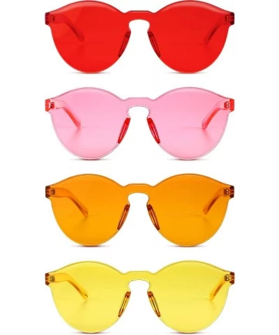 Rimless 4 Pairs Rimless Sunglasses Transparent Candy Color Sunglasses Tinted Eyewear - Red- Pink- Yellow- Orange - CY18XW4I5U...