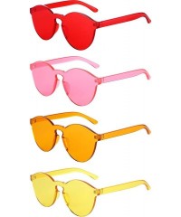 Rimless 4 Pairs Rimless Sunglasses Transparent Candy Color Sunglasses Tinted Eyewear - Red- Pink- Yellow- Orange - CY18XW4I5U...