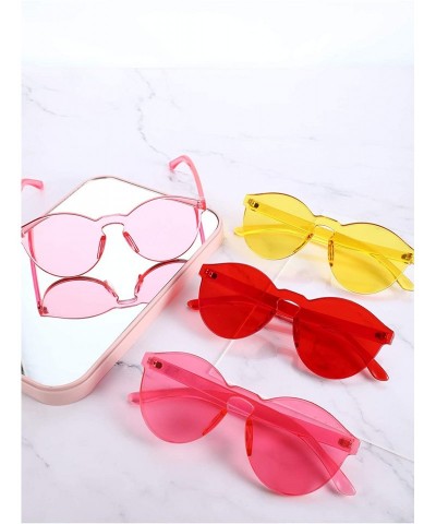 Rimless 4 Pairs Rimless Sunglasses Transparent Candy Color Sunglasses Tinted Eyewear - Red- Pink- Yellow- Orange - CY18XW4I5U...