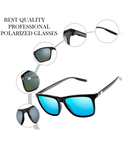 Sport Polarized Sunglasses Driving Blocking Eyeglasses - Blue - CM18YT034HG $10.52