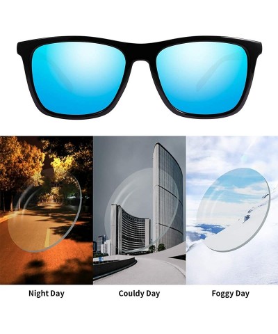 Sport Polarized Sunglasses Driving Blocking Eyeglasses - Blue - CM18YT034HG $10.52