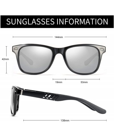 Rectangular Polarized Sunglasses for Men Al-Mg TR90 Mens Sunglasses Retro Driving Shades - C6 Silver Lens/Black Frame - CE196...