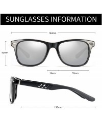 Rectangular Polarized Sunglasses for Men Al-Mg TR90 Mens Sunglasses Retro Driving Shades - C6 Silver Lens/Black Frame - CE196...
