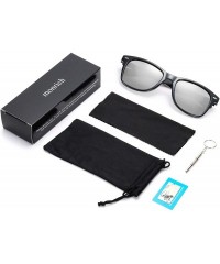 Rectangular Polarized Sunglasses for Men Al-Mg TR90 Mens Sunglasses Retro Driving Shades - C6 Silver Lens/Black Frame - CE196...