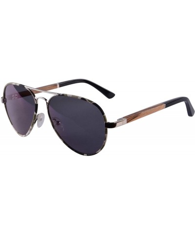 Aviator Mens Metal Handmade Wood Sunglasses Classic Frame Polarized Sun Glasses UV400 Protection - 1570 - C6189K04TG9 $41.46
