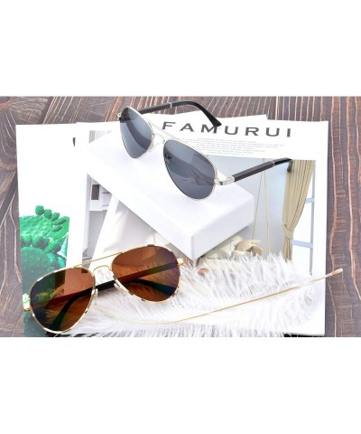 Aviator Mens Metal Handmade Wood Sunglasses Classic Frame Polarized Sun Glasses UV400 Protection - 1570 - C6189K04TG9 $25.21
