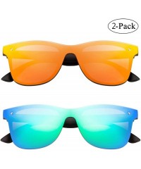 Round Rimless Mirrored Lens One Piece Sunglasses UV400 Protection for Women Men - 1 Red+green - CL18IR90NIN $13.83