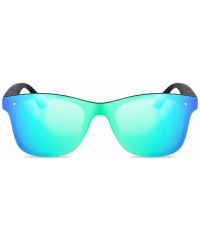Round Rimless Mirrored Lens One Piece Sunglasses UV400 Protection for Women Men - 1 Red+green - CL18IR90NIN $13.83