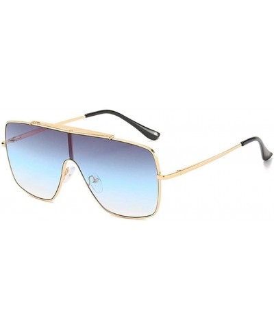 Oversized One Piece Oversized Sunglasses for Men and Women Driving Eyewear Shades UV400 - Gold Blue - CP1907S3Z3Q $23.85