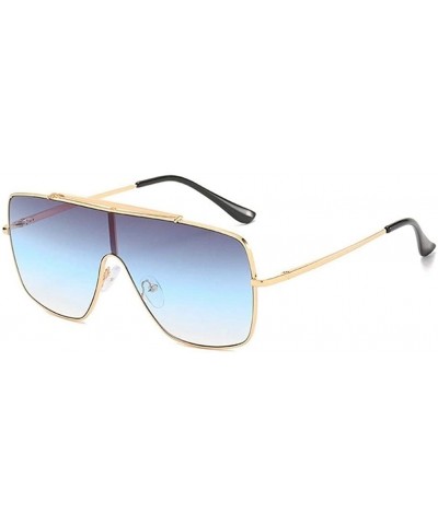 Oversized One Piece Oversized Sunglasses for Men and Women Driving Eyewear Shades UV400 - Gold Blue - CP1907S3Z3Q $14.25