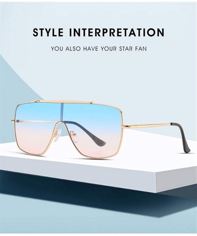 Oversized One Piece Oversized Sunglasses for Men and Women Driving Eyewear Shades UV400 - Gold Blue - CP1907S3Z3Q $14.25