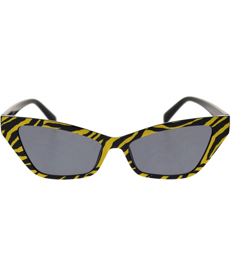 Cat Eye Mod Chic Squared Cat Eye Narrow Plastic Sunglasses - Yellow Zebra Black - C618R36M2UZ $9.68