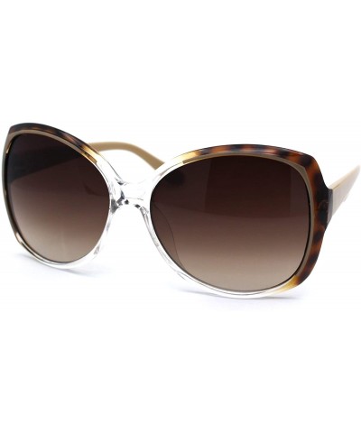 Butterfly Womens 90s Classic Butterfly Chic Sunglasses - Tortoise Beige Clear Brown - CW196R6QK0U $19.03