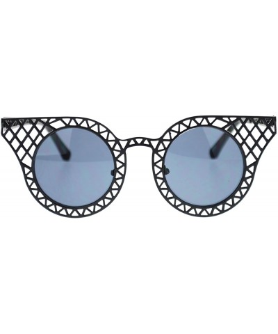 Cat Eye Womens Wire Mesh Cat Eye Horn Rim Runway Fashion Sunglasses - Black - CM11YWUPX21 $8.11