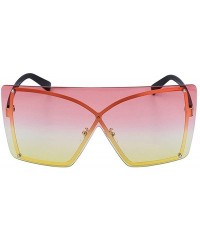 Rectangular Women Fashion New Large Frame Brand Designer Men One-piece sunglasses UV400 - C6 - C918TN6YAYQ $9.53