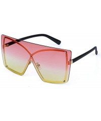 Rectangular Women Fashion New Large Frame Brand Designer Men One-piece sunglasses UV400 - C6 - C918TN6YAYQ $9.53