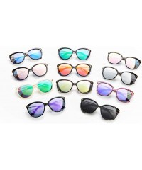 Cat Eye Classic Round Polarized Sunglasses Vintage Mirrored Glasses For Women - Black Frame/Green Polarized Mirrored Lens - C...