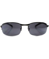 Semi-rimless Designer Stylish Modern Upscale Mens Semi Rimless Rectangle Wrap Sunglasses - Gunmetal - CM188Y5A6ZG $24.40
