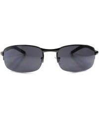 Semi-rimless Designer Stylish Modern Upscale Mens Semi Rimless Rectangle Wrap Sunglasses - Gunmetal - CM188Y5A6ZG $11.24