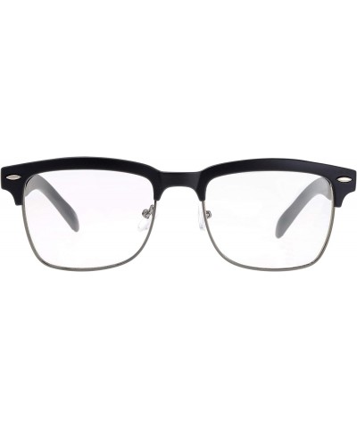 Round Semi Rimless Sunglasses Women Men Retro Brand Sun Glasses - Gift Box Package - C2-matte Black- Clear - C218XHYNGW2 $20.41