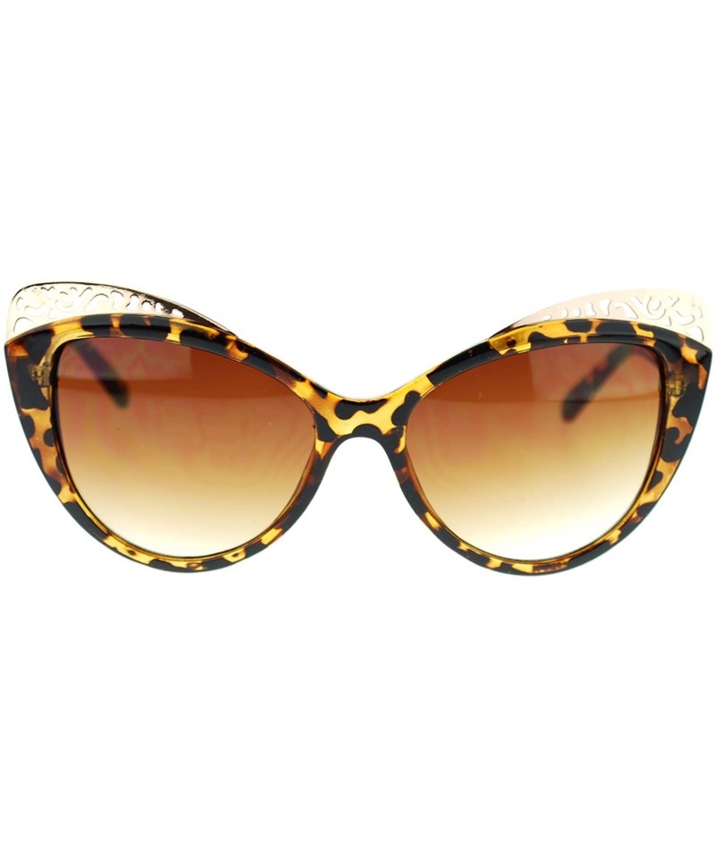 Cat Eye Womens Vintage Style Retro Metal Lace Trim Cat Eye Chic Sunglasses - Tortoise - CH11PBDMUAZ $8.95
