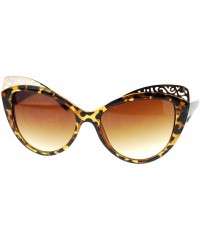 Cat Eye Womens Vintage Style Retro Metal Lace Trim Cat Eye Chic Sunglasses - Tortoise - CH11PBDMUAZ $8.95