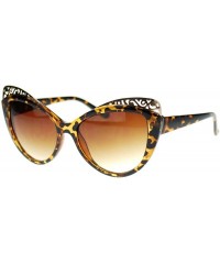 Cat Eye Womens Vintage Style Retro Metal Lace Trim Cat Eye Chic Sunglasses - Tortoise - CH11PBDMUAZ $8.95