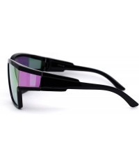 Oversized Unique Side Visor Lens Shield Plastic Futuristic Sunglasses - Black Pink Mirror - CM1958DKQSL $13.28