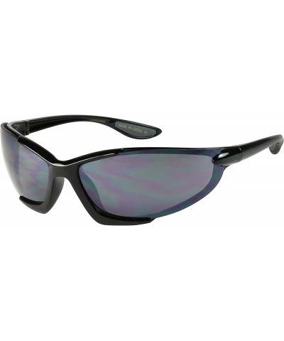 Sport Sporting Wrap Sunglasses with Mirrored Lenses 570007PAM-FM - Black - C71239PB9UT $10.39