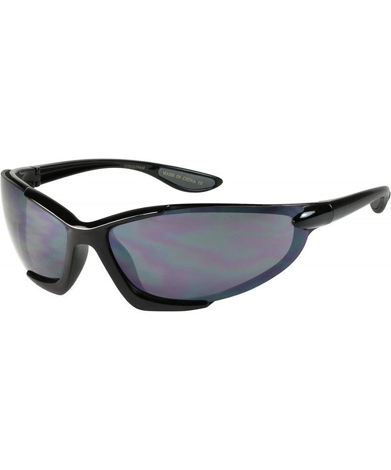 Sport Sporting Wrap Sunglasses with Mirrored Lenses 570007PAM-FM - Black - C71239PB9UT $10.39
