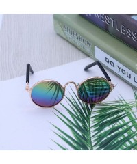 Oval Pet Glasses Fashion Colorful Portable Metal Sunglasses Wear Protection Pet Accessories for Dogs Cats Black - C818X56G0OA...
