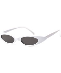 Oval Retro Slim Vintage Wide Oval Cat Eye Pointy Small Thin Clout Sunglasses - Whitegray - CL18RKWWLTA $19.20