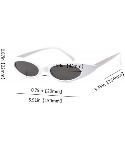 Oval Retro Slim Vintage Wide Oval Cat Eye Pointy Small Thin Clout Sunglasses - Whitegray - CL18RKWWLTA $10.72