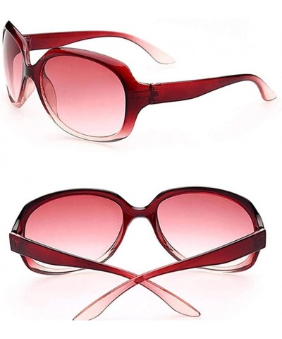 Oversized Women Fashion Personality Travel Oversized Frame Casual Sunglasses Sunglasses - Red - CP18TTXTSMM $9.88