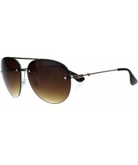 Rimless Womens Glitter Edge Trim Luxury Designer Rimless Pilots Sunglasses - Gold Green Brown - CW18Q79GARE $9.79