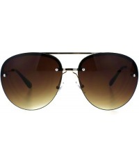 Rimless Womens Glitter Edge Trim Luxury Designer Rimless Pilots Sunglasses - Gold Green Brown - CW18Q79GARE $9.79