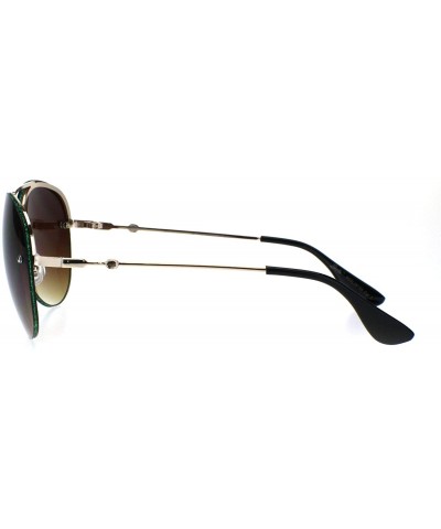 Rimless Womens Glitter Edge Trim Luxury Designer Rimless Pilots Sunglasses - Gold Green Brown - CW18Q79GARE $9.79